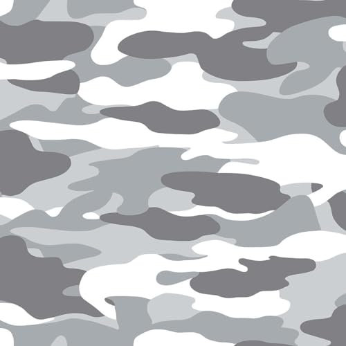 Camouflage Wallpaper Army Camo White Grey Charcoal Children Teenager Boys - Modern Contemporary Stylish Feature Wall