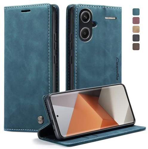 Phernykas Handyhülle für Xiaomi Redmi Note 13 Pro Plus 5G Hülle, Premium Leder Klapphülle Flip Case mit Standfunktion und Kartenfach Handytasche Hülle Wallet Case Stoßfeste Schutzhülle, Blaugrün
