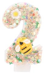 Bolosa Geburtstagskerzen, Geburtstagskerzen Zahlen 2, Kerzen Geburtstag, Tortenkerzen für Kuchendekorationen, Tortendeko Geburtstag, Dekorative Geburtstagstorte, Orange Biene Geburtstag Kerze