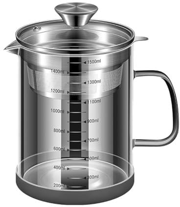 VKEID Ölsieb Topf Fettkanne Ölfilter for Zuhause, Küchenglas, Ölflaschenfilter, Ölrückstände, magisches Ölvorratsglas mit großer Kapazität, Vertiefungsfilter, Abtropffläche, Öltopf(1.2L)