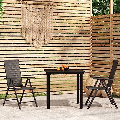 XGWKCNV Gartenmöbel-Set, 3-teilig, Schwarz, Gartenmöbel-Sets
