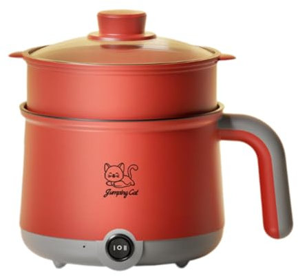 LOVIVER 1,8 L Mini Cuiseur à Riz Électrique Cuiseur Vapeur Electrique Cuiseur de Riz Multifonctionnel Mini-Cuiseur Simple pour Cuisine,Dortoir, Gris Rouge
