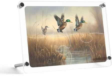 HJUQNGF Acryl-Bilderrahmen, 12 x 17 cm, personalisierbar, Jagd, fliegende Wildpuzzle, Fotorahmen mit Muster, hochauflösende Acrylplatten, Collage-Rahmen für Wandtisch-Display
