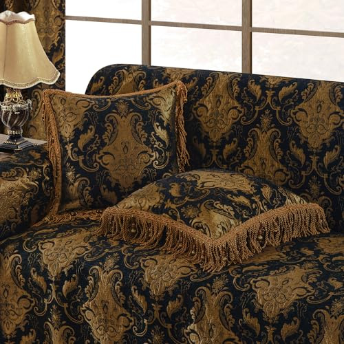 TOPLUXE Kissenbezug 45x45 cm Zierkissenbezug Jacquard-Kissenbezug mit Reißverschluss Dekokissenbezug Sofakissen Couchkissen für Sofa Schlafzimmer Wohnzimmer 1er (Schwarz)