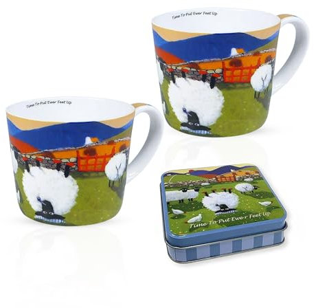 Thomas Joseph Keramik-Kaffeetasse, Schaf, Tierdruck, Süßigkeitendose, wiederverwendbare Box, Irish Fudge, 100 ml (2, Time to Put Feet Up-Dose)