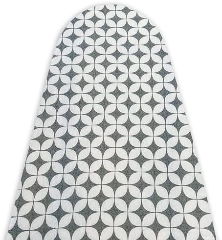 TUOLON Bügelbrettbezug Made in Italy 47 x 140 cm Universal für Dampfbügeleisen praktisch und weich Bügelbrettbezug mit Gummizug Abdeckung - Weiß und Grau