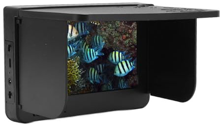 Fish Finder Display Screen, 1500cd Fishing Camera Display Screen with 3 Sided Sunvisor for Most Underwater Cameras