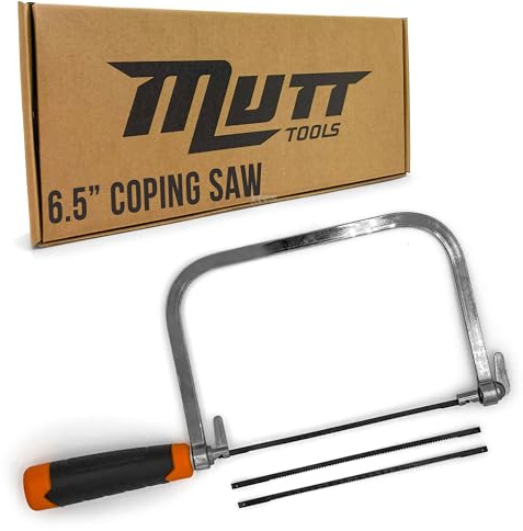 Mutt Tools 6.5 inch Coping Saw for Woodworking - Premium Frame Saw with 3 Carbon Steel Blades for Precise Scroll Cuts - For Detailed Wood Projects
