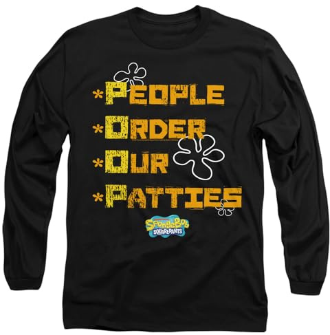 Spongebob People Order Our Patties Mens Long Sleeve T Shirt, Black, X-Large
