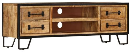 Helloshop26 Meuble télé Buffet TV télévision Design Pratique avec tiroirs 120 cm Bois Massif de manguier 2502106