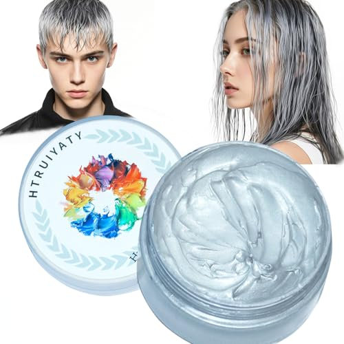 Cire Colorante Cheveux Teinture pour Cheveux Temporaire Naturelle Lavable Crème Coloration Capillaire Instantané pour Enfants Hommes Femmes Cosplay Halloween