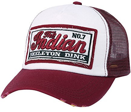 Unisex Trucker Cap Mesh Basecap Indian Distressed Snapback Cap Sommer Vintage Baseball Cap Classic Atmungsaktiv Baseballkappe Sporty Schirmmütze für Reine Freizeit