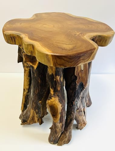 My Square Mile Wooden Coffee Table Teak Mushroom Round Side End Lamp Table Home Furniture (Driftwood Coffee Table 45cm)