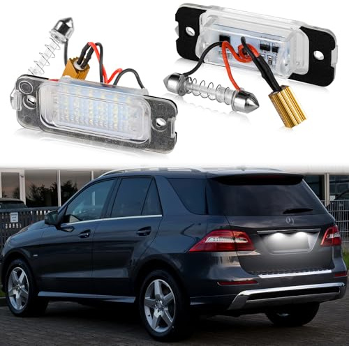 POPMOTORZ LED Kennzeichenbeleuchtung für Mercedes-Benz ML-Class W164 R-Class W251 GL-Class X164, Nummernschildbeleuchtung mit CanBus Fehlerfrei 2835 SMD, 2 Stück