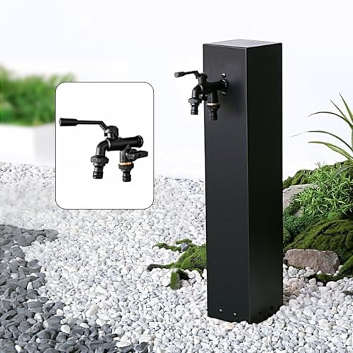 Vertikale Wassersäule Garten aus Edelstahl 304, Wasserzapfsäule Garten mit Wasserhahn, für die Bewässerung Im Außenbereich, Auf der Terrasse und Im Garten(B,40cm/16in)