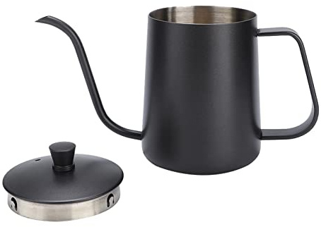 ZAWELIYO Hervidor de Cuello de Cisne de Acero Inoxidable, Verter sobre Tetera, Teteras de Agua de Cuello de Cisne, Olla Larga y Estrecha, 350 Ml/600 Ml para Verter el café con (350 ml de teflón negro)