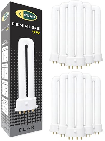 CLAR - Gemini S/E 7W 4000K 2G7 Leuchtstoffröhre Neutralweiß Vertikale Kompaktlampe CFL Energiesparend Ersatz (Pack 10)