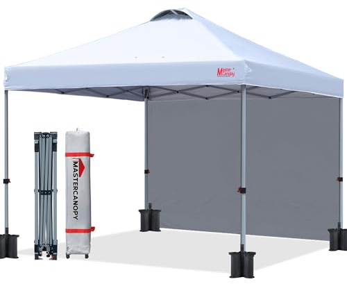 MASTERCANOPY Pop-up-Pavillon mit Entlüftung & Seitenwand | Schnellaufbau, 3-Fach höhenverstellbar, UPF50+, wasserabweisend, inkl. Tragetasche, für Camping, Events, Garten, Markt