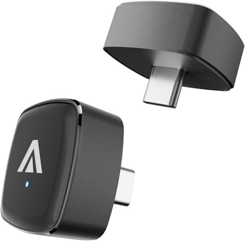 ANYFAR D7 Mini USB-C Wireless CarPlay Android Auto Adapter 2-in-1 Alu Glas | Plug und Play, Keine Verzögerung Kabelloser Dongle für Wired CarPlay & Android Auto Autos 2016+, für iPhone & Android