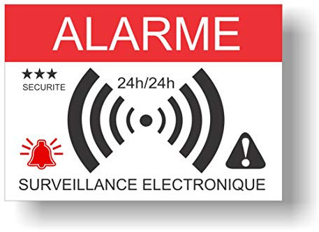 Pegatinas disuasorias de alarma – Vigilancia electrónica – Lote de 12 – Dimensiones: 14,8 x 10,5 cm