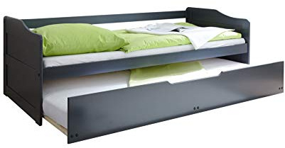 TiCAA Doppelbett Funktionsbett Sofabett Marianne Kiefer massiv Grau