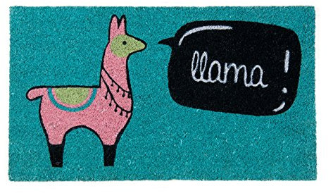Fisura - Fußmatte außen Llama aus Kokosnuss mit Rutschfester PVC-Rückseite. Lustige Welcome Fußmatte. Handbemalt. Größe: 70 cm x 40 cm. Farben : blau
