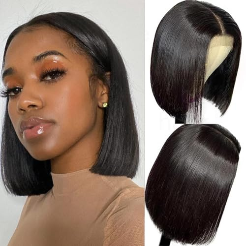 BLISSHAIR Wig Cap Colle Perruque Lace Wig - Cheveux Naturels Brésilienne - 360 Meches Bresiliennes (12 pouce)