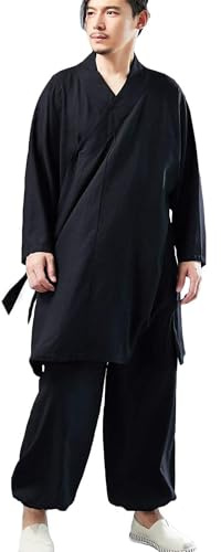 LZJN Traje chino tradicional de artes marciales para hombre, uniforme de Tai Chi, ropa de Kung Fu, traje de Wushu Tang, Mf-160 Negro, X-Large