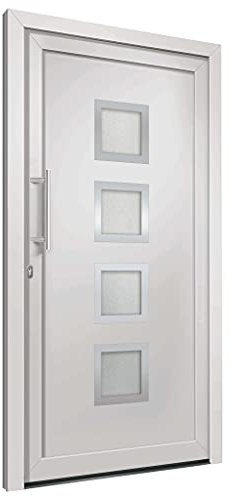 vidaXL Porta di Ingresso con Accessori Sicurezza Eleganza Entrata Casa Edifici Soglia Alluminio Rinforzi e Anima in Acciaio Bianca 98x200 cm