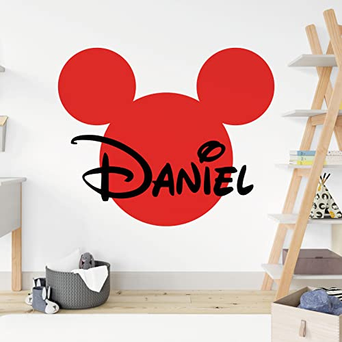 Micky Maus Silhouette Personalisierter Name – Disney Aufkleber Wandaufkleber [Mohnblume]