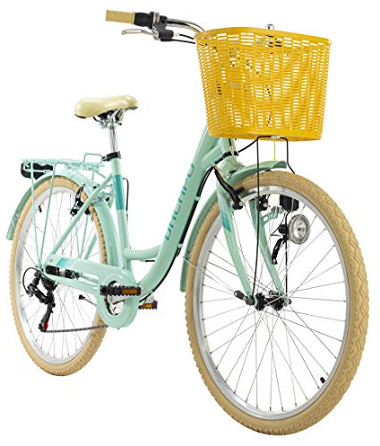 KS Cycling Damenfahrrad 26'' Cantaloupe Mint mit Korb Dacapo RH 48 cm