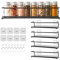 GEEDIAR Spice Racks Organiser - 4 Tier Hanging Stainless Steel Wall Mounted with Adhensive Stickder & Screws - Kitchen & Pantry Shelf for Condiments, Spice Jars (Black)