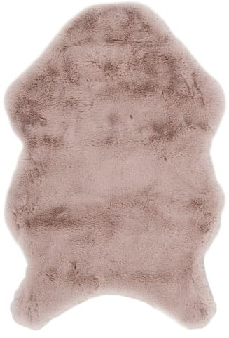 HOME DECO FACTORY TX9044 Tapis Forme Peau Fausse Fourrure Poil Fin Rose Poudre Polyester H2 x 60 x 90 cm