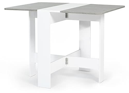 IDMarket - Konsolentisch, faltbar, EDI 2-4 Personen, weiß, Platte in Betonoptik, 103 x 76 cm