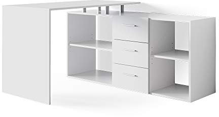Vicco Eckschreibtisch Dante, Winkelschreibtisch, Weiß, 145 x 120 cm