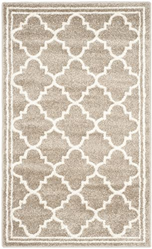 SAFAVIEH Amherst Collection Accent Rug - 2'3 x 5', Wheat & Beige, Moroccan Trellis Design, Non-Shedding & Easy Care, Ideal for High Traffic Areas in Entryway, Living Room, Bedroom (AMT422S)