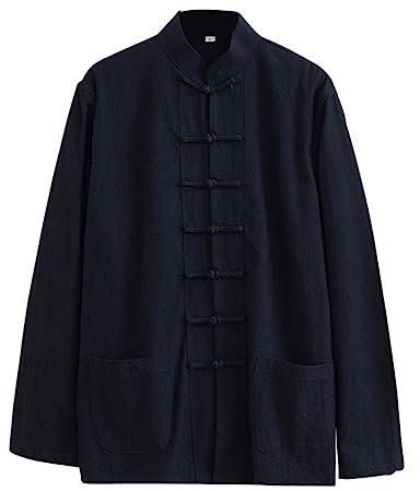 Veste Kung Fu Loose, Tai Chi Uniforme Hommes Chinoise Kung Fu Vêtements Coton Linge de Linge Vêtements Chun, Manches Longues Tang Costume Hanfu Veste Hanfu Couteau D black-7XL