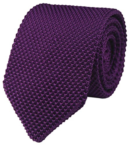 Herren-Krawatte, schmal, Strick, formell, Basic, Vintage, gemischtes Muster, lässig, 6,1 cm, violett, Einheitsgröße