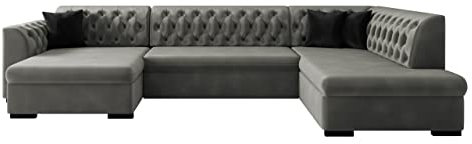 Ecksofa Gerdin mit Bettkasten und Schlaffunktion, U-Form Sofa, Eckcouch, Polsterecke mit Bettfunktion, Couch, Couchgarnitur, Wohnlandschaft (Seite: Links, Magic Velvet 2217 + Magic Velvet 2219)