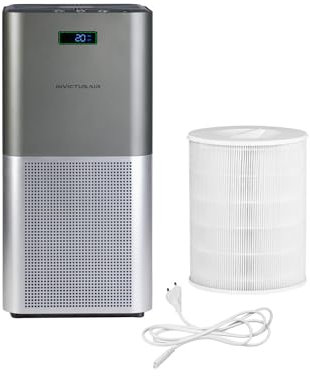 Genius Invictus Air P7 Luftreiniger mit HEPA 13 Filter entfernt Staub, Gerüchen Milben Tierhaaren bis zu 400 m², 3 Stufe Luftquliätsanzeige, Nachtmodus, Grau-metallic