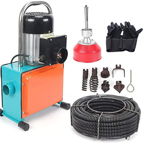 RibasuBB 1000W Desatascador Tuberias Eléctrico Profesional, Desatascador Fregadero Eléctrico con Broca de Taladro de 16 mm, 20-150 mm, Limpiador de Desagües, Limpia Tuberias