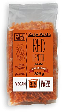 Mill & Folks Easy Pasta Red Lentil Pasta Fusilli 200g | Vegan & Gluten-free