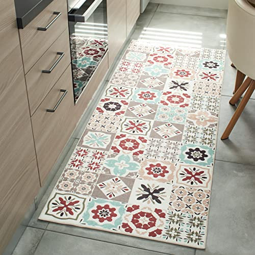 Nazar Tapis de Cuisine Lavable en Machine, Kitchen, Tapis De Passage, Tapis Salle De Bain, Tapis Couloir (756 Multi, 70x180 cm)