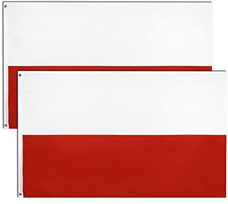 Bandiera Polonia Poland Flag 90 x 150 cm, bandiere polacche con occhielli in ottone in poliestere Colori vivaci Perfetto per eventi sportivi, storici o politici
