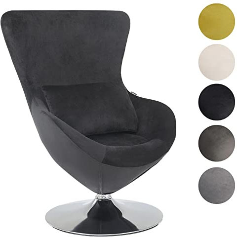 Mingone Sessel Loungesessel Modern Design mit Kissen Samt Einzelsofa Kleine Clubsessel Cocktailsessel Polstersessel mit Rücklehne Schwarz