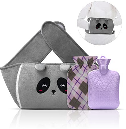 Yungden Wärmflaschengürtel, Wärmflasche mit Taillenbezug 120CM Verlängerte, Niedlich Abnehmbar Wärmeflasche zum Umbinden, Hot Water Bottle für Bauch, Hände, Schulter, Rücken und Beine