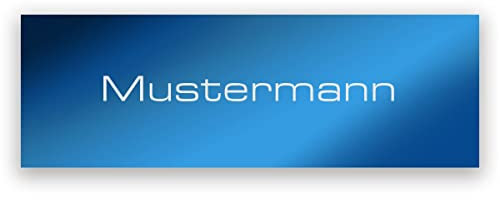 Briefkastenschild Blau mit Gravur personalisiert Türschild Klingelschild Namensschild - Acrylglas wetterfest und UV-beständig - 90 x 30 mm - Textausrichtung 3