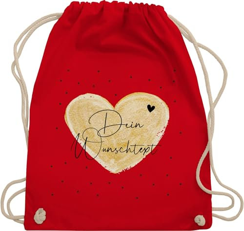 Turnbeutel Rucksack - Aufdruck selbst gestalten - Dein Wunschtext I Geschenk personalisiert Weihnachten I Vatertag I Muttertag I Geburtstag - Unisize - Rot - taschen jga beutel wechselkleidung