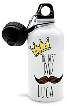 Mr. Gadgets Gourde en métal ou thermique, 500 ml Fête des pères-Personnalisables (Moustache)