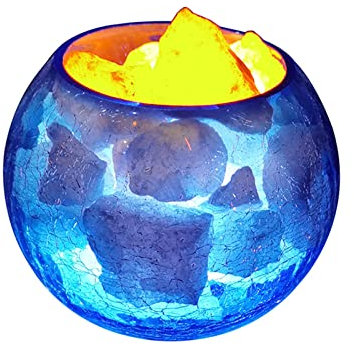 AVLUZ Salt Lamp,Sleep Aid Himalayan Salt Lamp Night Light,LED USB Rechargeable Bedside Lights,Creative Decoration Table Lamp,Ice Cracked Glass Bowl (Size : Dimmer Switch)